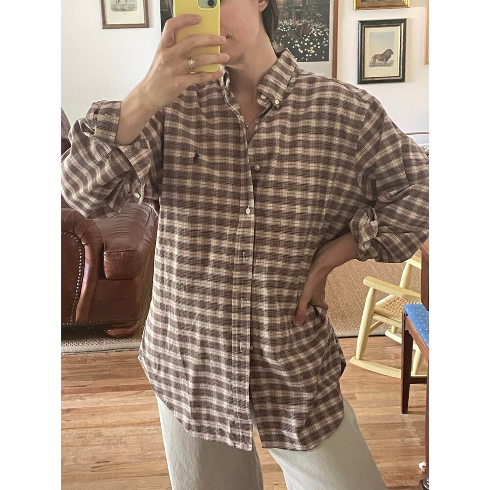 Ralph Lauren Brown Plaid Button Down Shirt